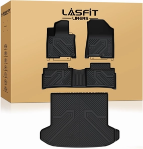 LASFIT Floor Mats & Cargo Mats for KIA Sportage 2026 2025 2024 2023 (Not Fit Hybrid or PHEV) All Weather TPE Custom Fit Floor Liners for Sportage 1st & 2nd Row Full Set Car Mats and Trunk Mats, Black