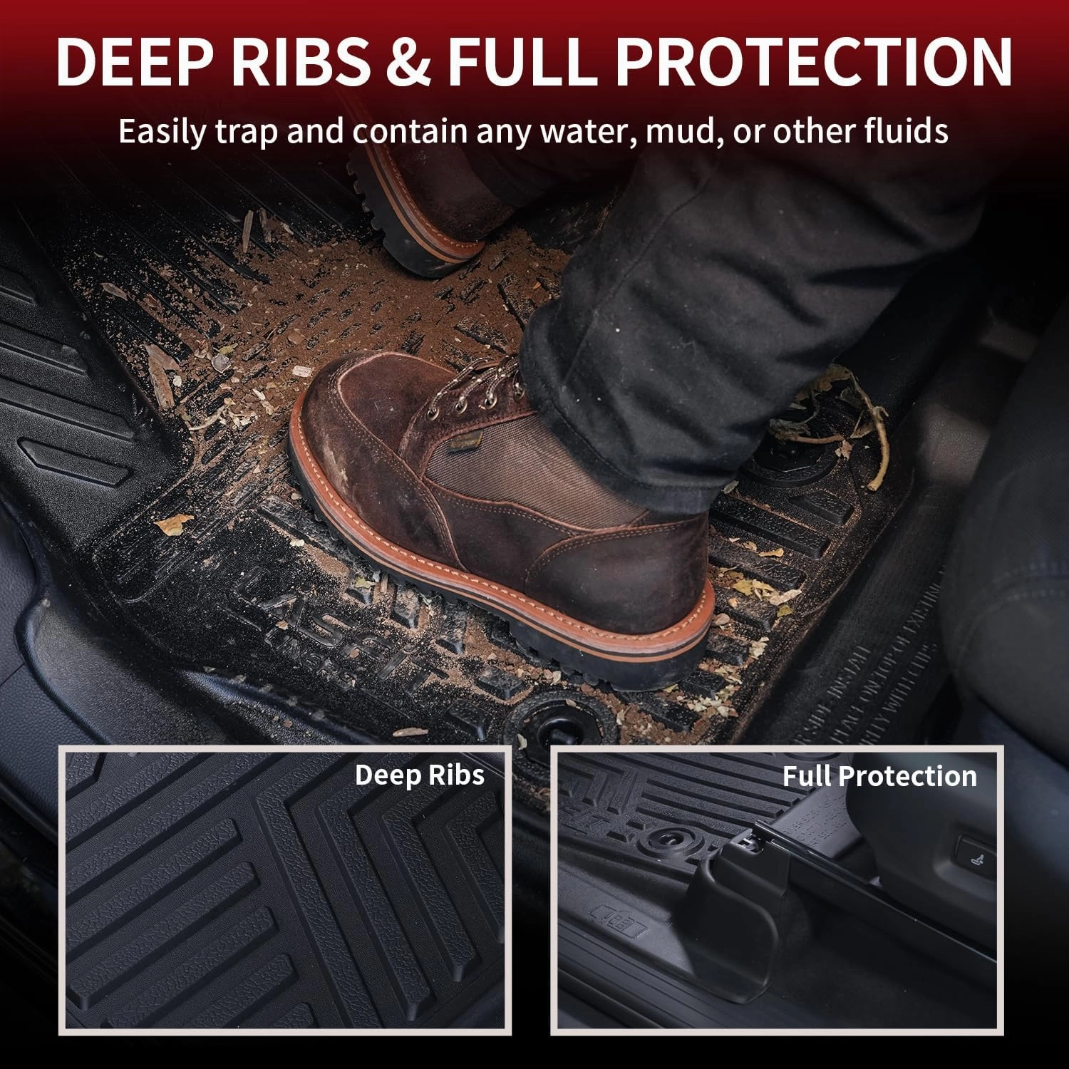 LASFIT Floor Mats Fit for Tacoma 2024-2025 Xtra Cab (Only Front Mats) All Weather Floor Liner TPE Custom Fit Car Mats Front Row Mats, Black