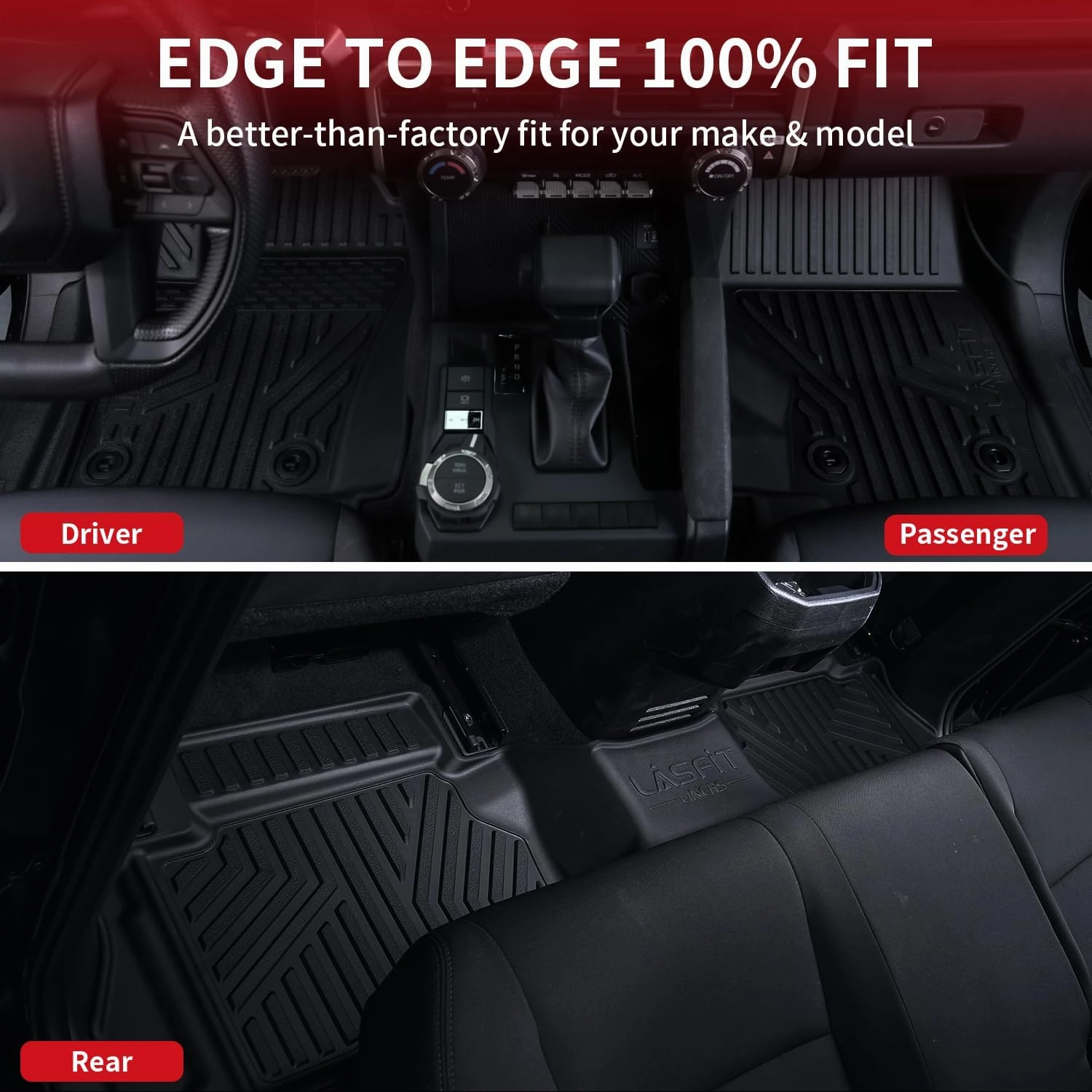 LASFIT Floor Mats Fit for Tacoma 2024-2025 Xtra Cab (Only Front Mats) All Weather Floor Liner TPE Custom Fit Car Mats Front Row Mats, Black