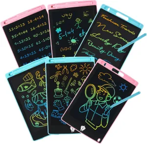 LCD Writing Tablet for Kids, 6 Pack Doodle Board Toddler Toys, Drawing Tablet, Doodle Board, Kids Games Writing Pad, Educational Christmas Gifts for Boys Girls, 8.5inch (Blue Pink)
