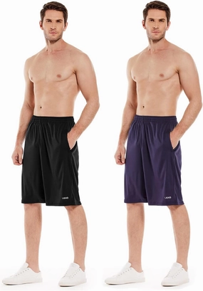 LEAO Men's Basketball Shorts with Zipper Pockets Quick Dry Loose-fit Sports Workout Running Shorts