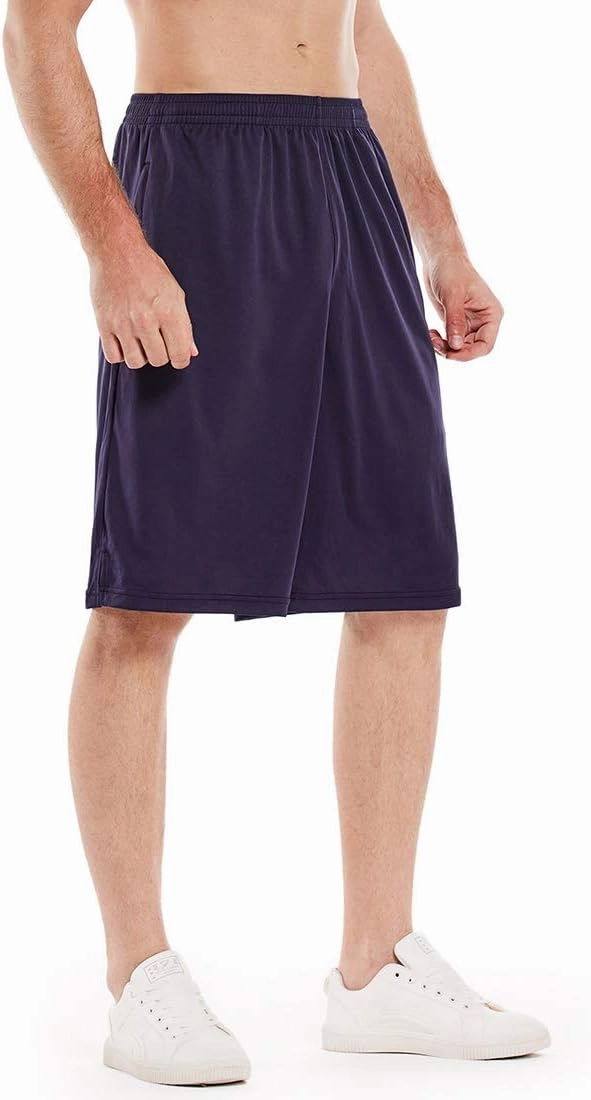 LEAO Men's Basketball Shorts with Zipper Pockets Quick Dry Loose-fit Sports Workout Running Shorts