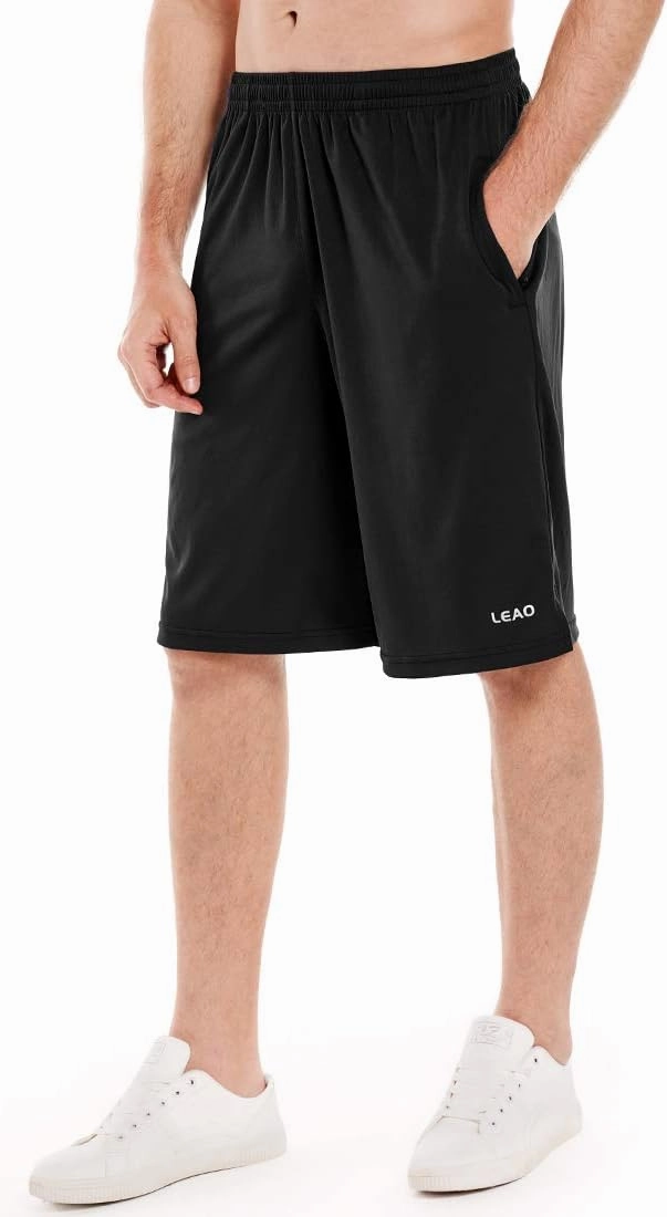 LEAO Men's Basketball Shorts with Zipper Pockets Quick Dry Loose-fit Sports Workout Running Shorts