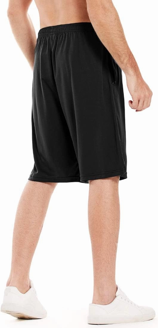 LEAO Men's Basketball Shorts with Zipper Pockets Quick Dry Loose-fit Sports Workout Running Shorts