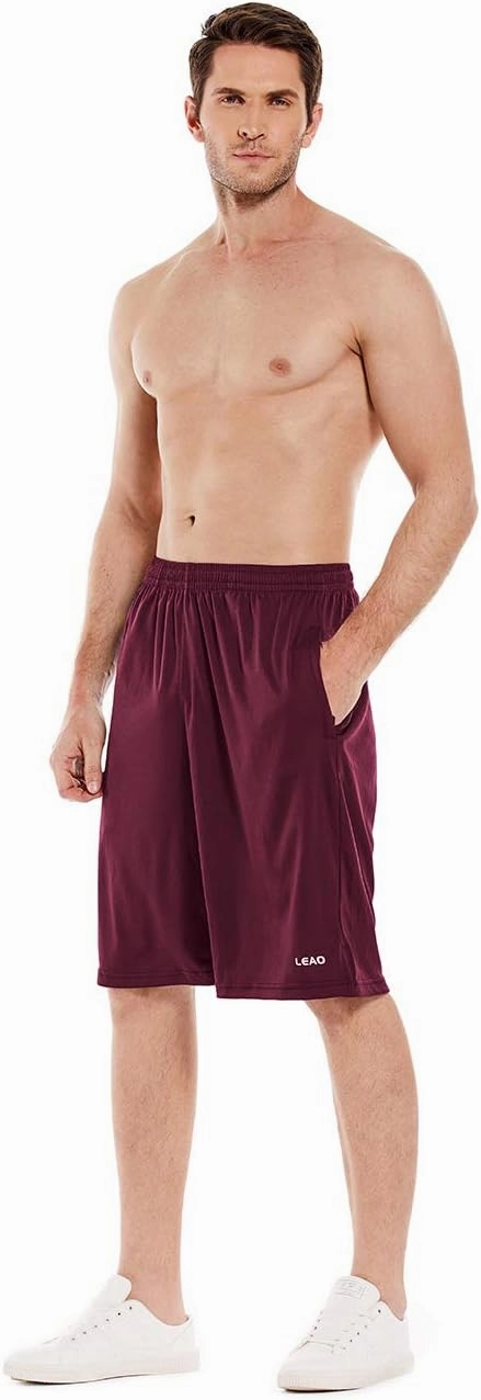 LEAO Men's Basketball Shorts with Zipper Pockets Quick Dry Loose-fit Sports Workout Running Shorts