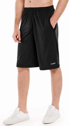 LEAO Men's Basketball Shorts with Zipper Pockets Quick Dry Loose-fit Sports Workout Running Shorts