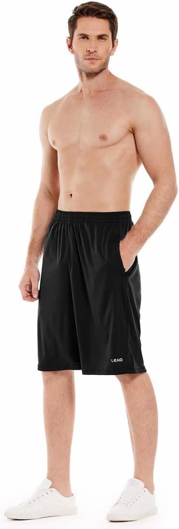 LEAO Men's Basketball Shorts with Zipper Pockets Quick Dry Loose-fit Sports Workout Running Shorts