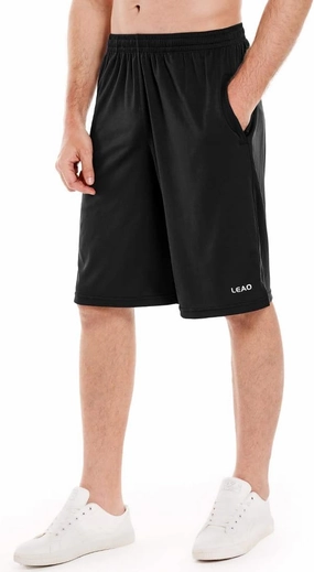 LEAO Men's Basketball Shorts with Zipper Pockets Quick Dry Loose-fit Sports Workout Running Shorts