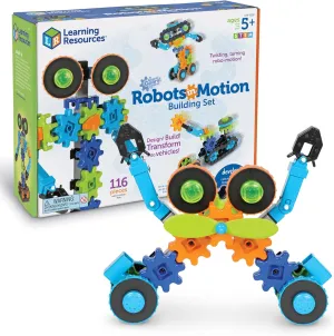 Learning Resources Gears! Gears! Gears! Robots in Motion Building Set - 116 Pieces, Ages 5 , Robot Toy, STEM Toys for Kids, Robots for Kids