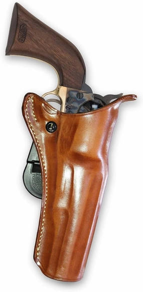 Leather Paddle OWB Holster Open Top, Fits Pietta 1860, 44 Cal Sheriff 5.5'' Round Barrel, Black Powder Revolver, R/H Draw, Brown Color #1581#