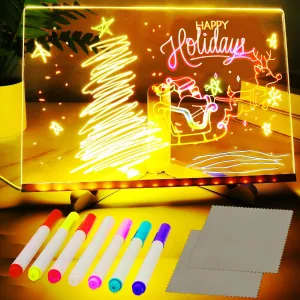 Led Writing Board with 7 Colors,Luminous LED Message Board,Acrylic Writing Board,Suitable for Home/Shopping/Office/Gathering Place,Adjustable Support(11.8 * 7.9) inch
