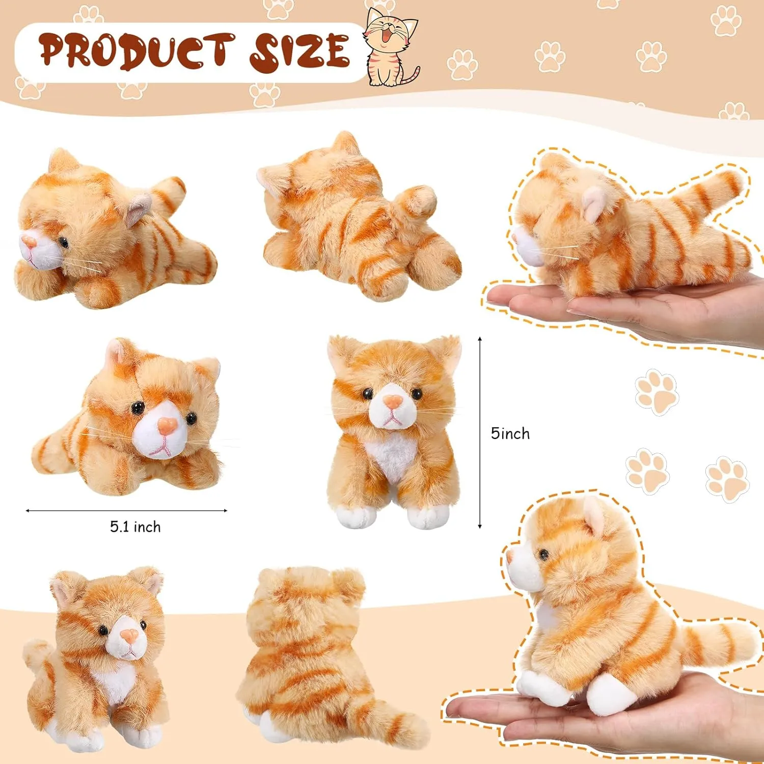 Leitee 16 Pcs Cat Stuffed Animals Bulk 5 Inch Kitten Plush Toy Assorted Cute Stuffed Cat Gift Small Fluffy Animal Toy for Birthday Adopt Pet Party Favor Classroom School Supplies(Lovely Style)