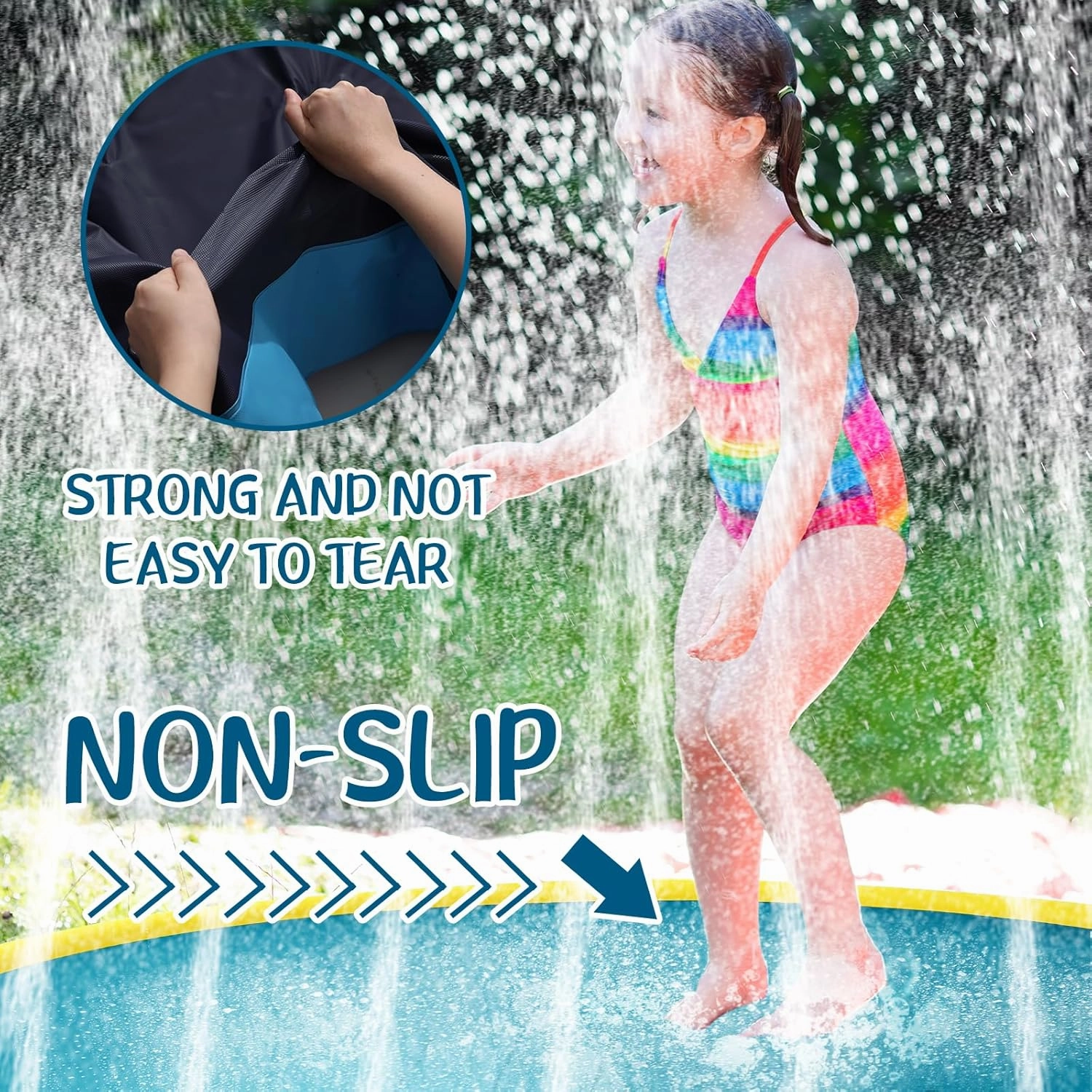 Lewtemi 10 ft Extra Large Non-Slip Splash Pad 120" for Adult Kids and Dog, Giant Thicken Sprinkler Pool Summer Outdoor Toys Fun Backyard Fountain Play Mat for Family Pet Dog(Yellow,Fresh Style)
