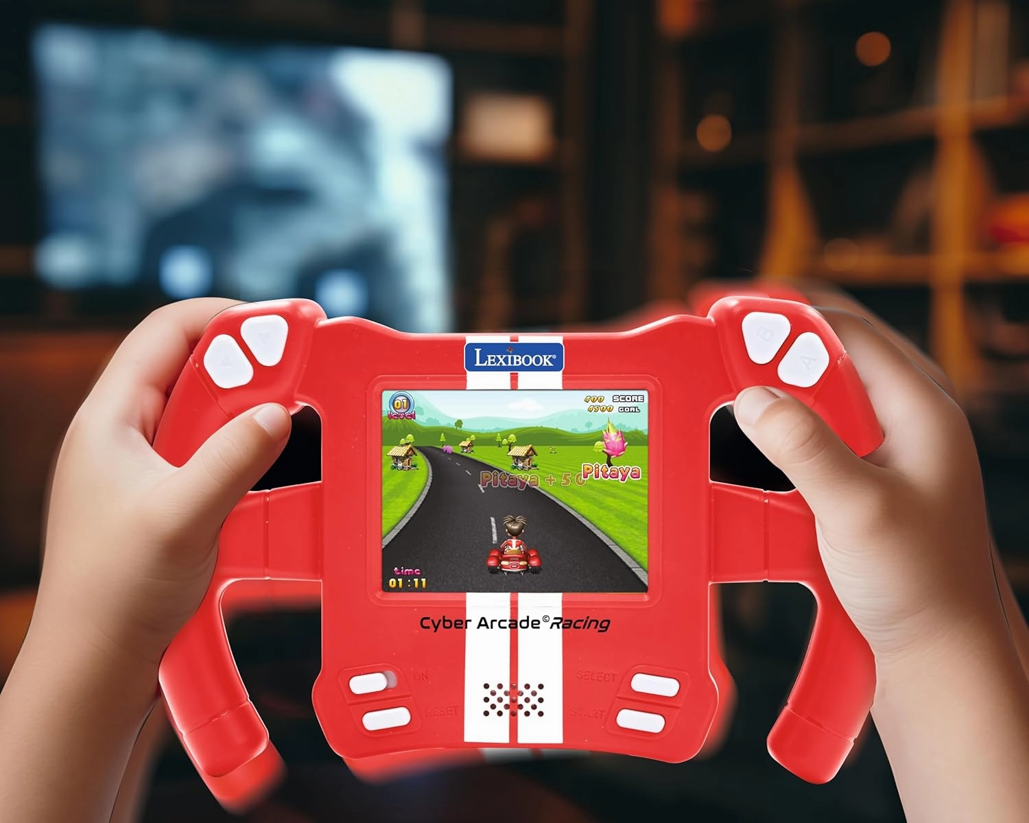 Lexibook, Cyber Arcade Racing, Motion Controlled Racing Console, 30 Racing, Action and Puzzle Games, Control by Tilting, Red, JL3150