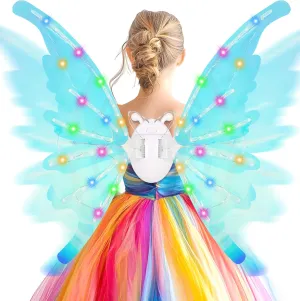 Light Up Butterfly Wings with LED Lights,Electric Fairy Angel Wings for Girls,Pet Sparkling Glowing Wings for Dog,Toy for Kids as Birthday Christmas Gift,Cosplay Princess Dress Up Party