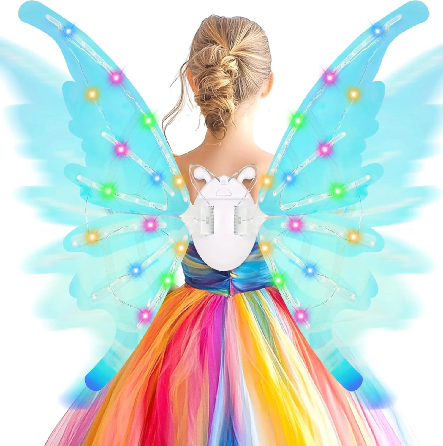 Light Up Butterfly Wings with LED Lights,Electric Fairy Angel Wings for Girls,Pet Sparkling Glowing Wings for Dog,Toy for Kids as Birthday Christmas Gift,Cosplay Princess Dress Up Party