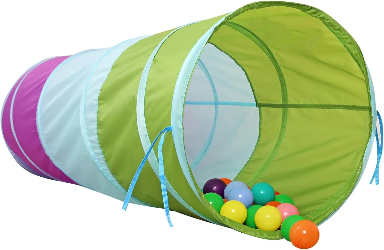 LimitlessFunN Crawling Kids Play Tunnel [ Pop Up Portable Rainbow Tunnel ] for Children, Toddlers, Boys & Girls, Pet, Dogs & Cats, Indoor & Outdoor Toys (Purple, Blue, Green)