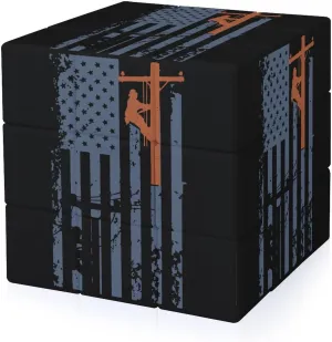 Lineman Flag Funny 3x3x3 Cube Smooth Lightweight Puzzle for Adult Graphic Printing Travel