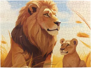 Lion Grassland Jigsaw Puzzle 500 Piece for Adults & Kids, Wall Hanging Puzzles Intellectual Decompressing Fun Family Game Large Puzzle Game Toys Gifts