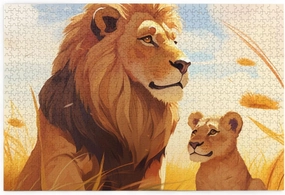 Lion Grassland Jigsaw Puzzle 1000 Piece for Adults & Kids, Wall Hanging Puzzles Intellectual Decompressing Fun Family Game Large Puzzle Game Toys Gifts