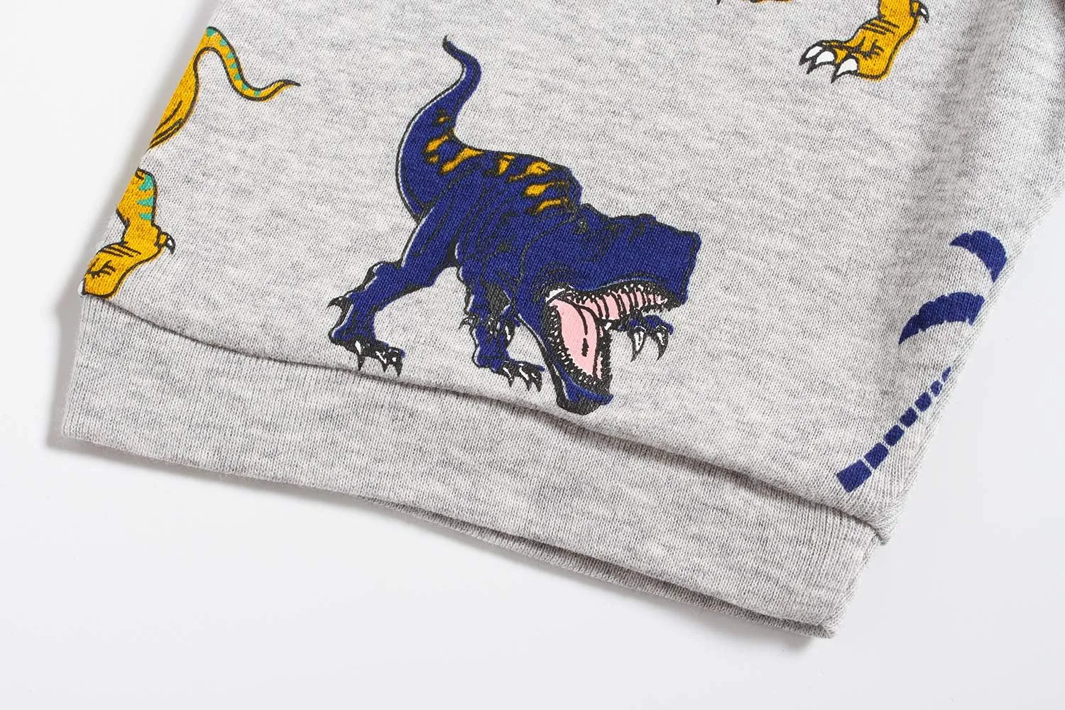 Little Boys Short Set Pajamas for Boys 100% Cotton Toddler Train Dinosaur Sleepwear Summer Clothes Size 2-7T