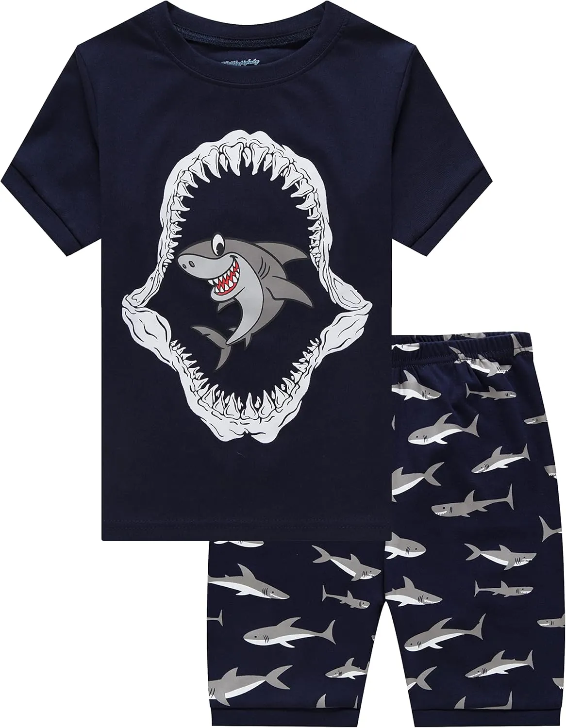 Little Boys Short Set Pajamas for Boys 100% Cotton Toddler Train Dinosaur Sleepwear Summer Clothes Size 2-7T