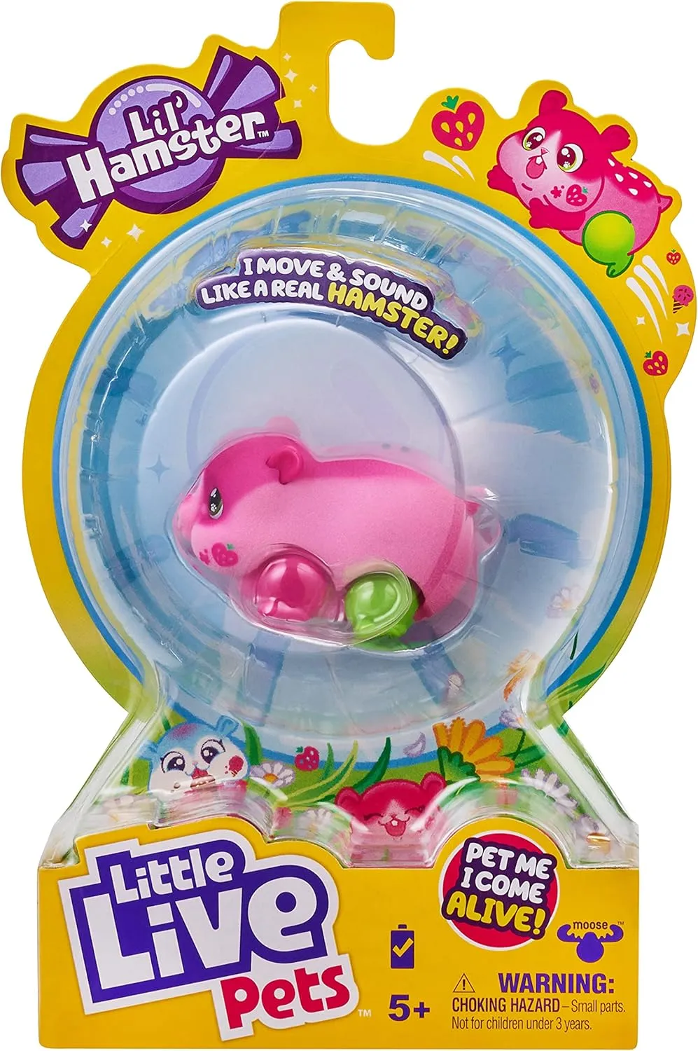 Little Live Pets - Lil' Hamster : Strawbles | Interactive Toy Hamster. Scurries, Sounds, and Moves Like a Real Hamster. Soft Flocked. Batteries Included. for Kids 4 