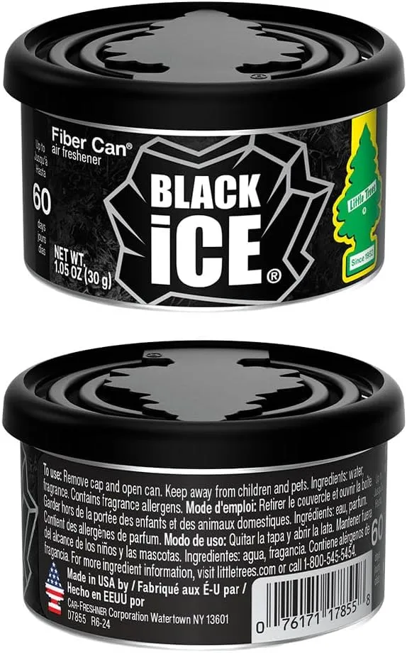LITTLE TREES Car Air Freshener. Fiber Can Provides a Long-Lasting Scent for Auto or Home. Recycled Fiber. Black Ice, 4 Air Fresheners