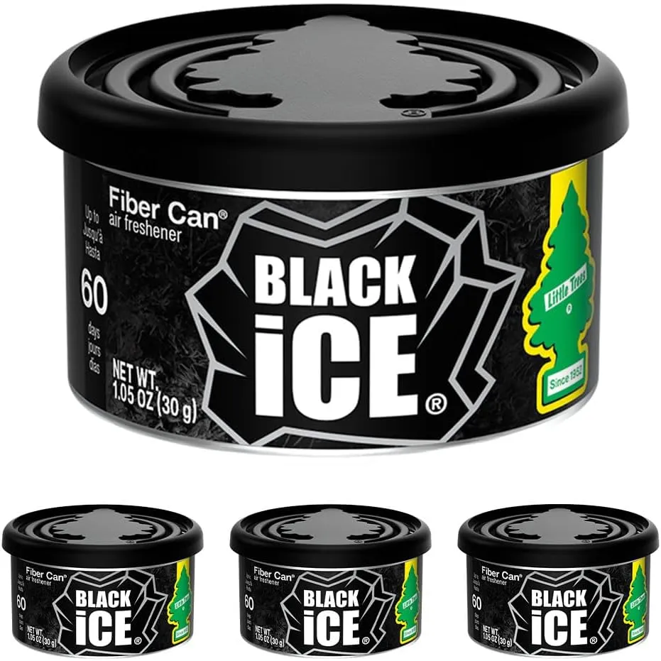 LITTLE TREES Car Air Freshener. Fiber Can Provides a Long-Lasting Scent for Auto or Home. Recycled Fiber. Black Ice, 4 Air Fresheners
