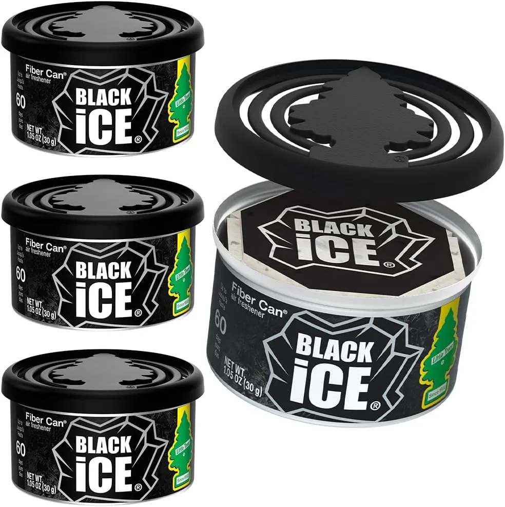 LITTLE TREES Car Air Freshener. Fiber Can Provides a Long-Lasting Scent for Auto or Home. Recycled Fiber. Black Ice, 4 Air Fresheners