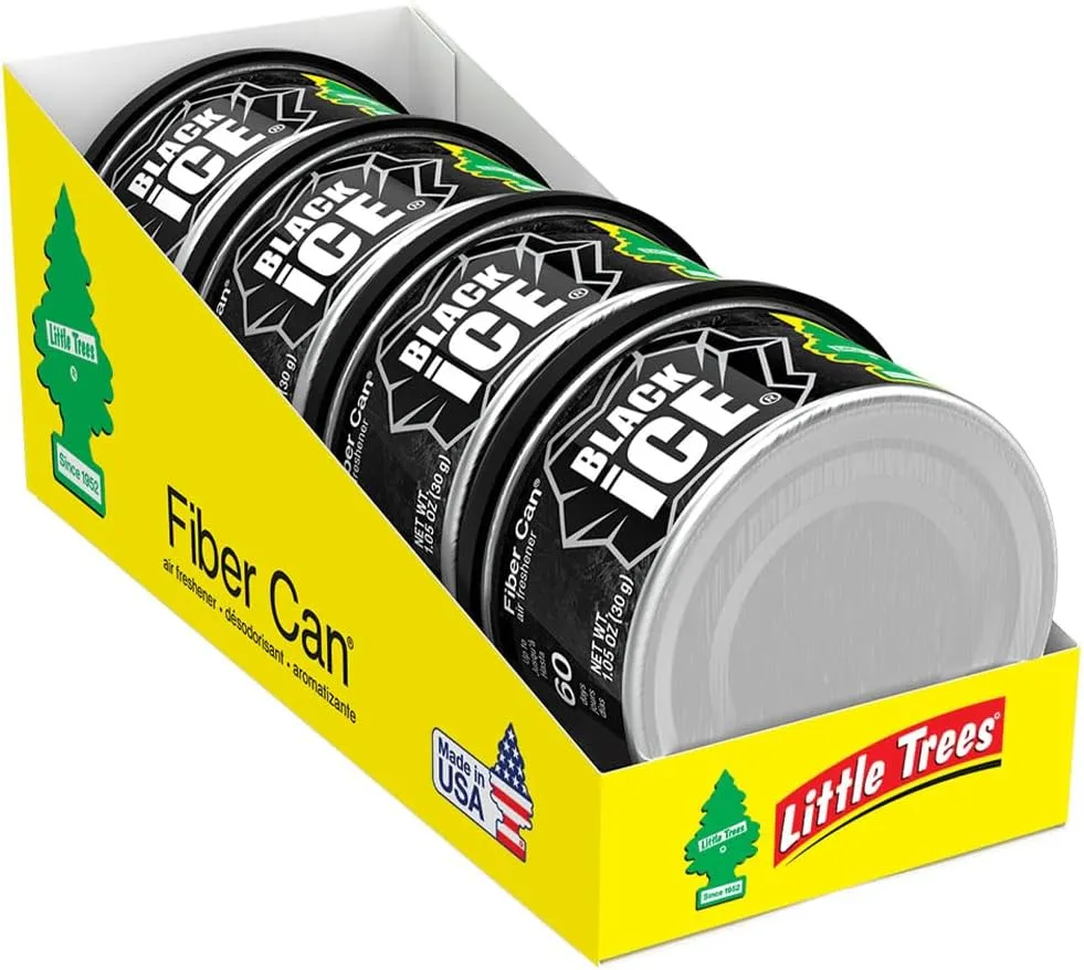 LITTLE TREES Car Air Freshener. Fiber Can Provides a Long-Lasting Scent for Auto or Home. Recycled Fiber. Black Ice, 4 Air Fresheners