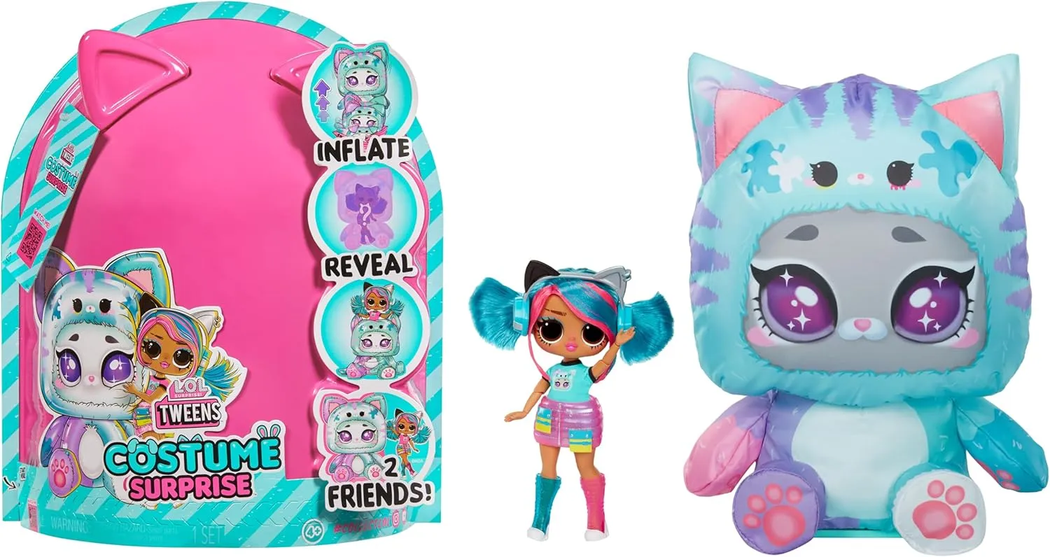 LOL Surprise Tweens Costume Surprise Emma Emo Fashion Doll with Inflatable Teal Kitty Pet Costume and Multiple Surprises Including Fabulous Fashions & Accessories – Great Gift for Kids Ages 4 