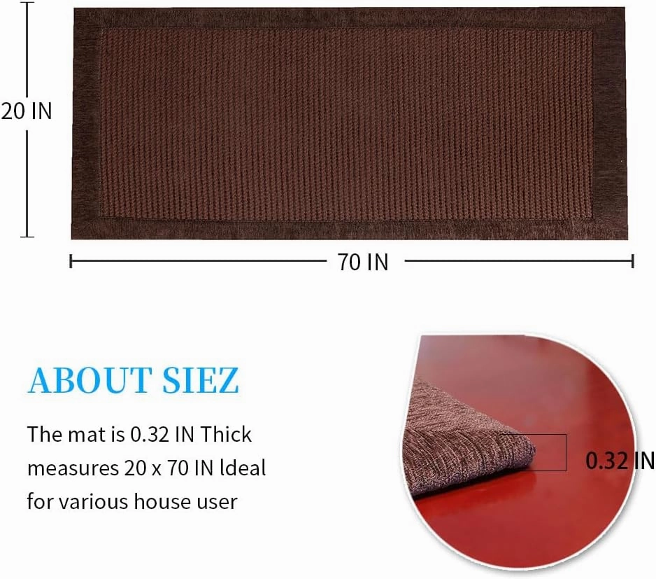 LUFEIJIASHI Large Kitchen Rugs and mats Non Slip Washable Kitchen Runner Rug Absorbent Farmhouse Style Kitchen Floor mats for in Front of Sink (Dark Coffee, 20X70)