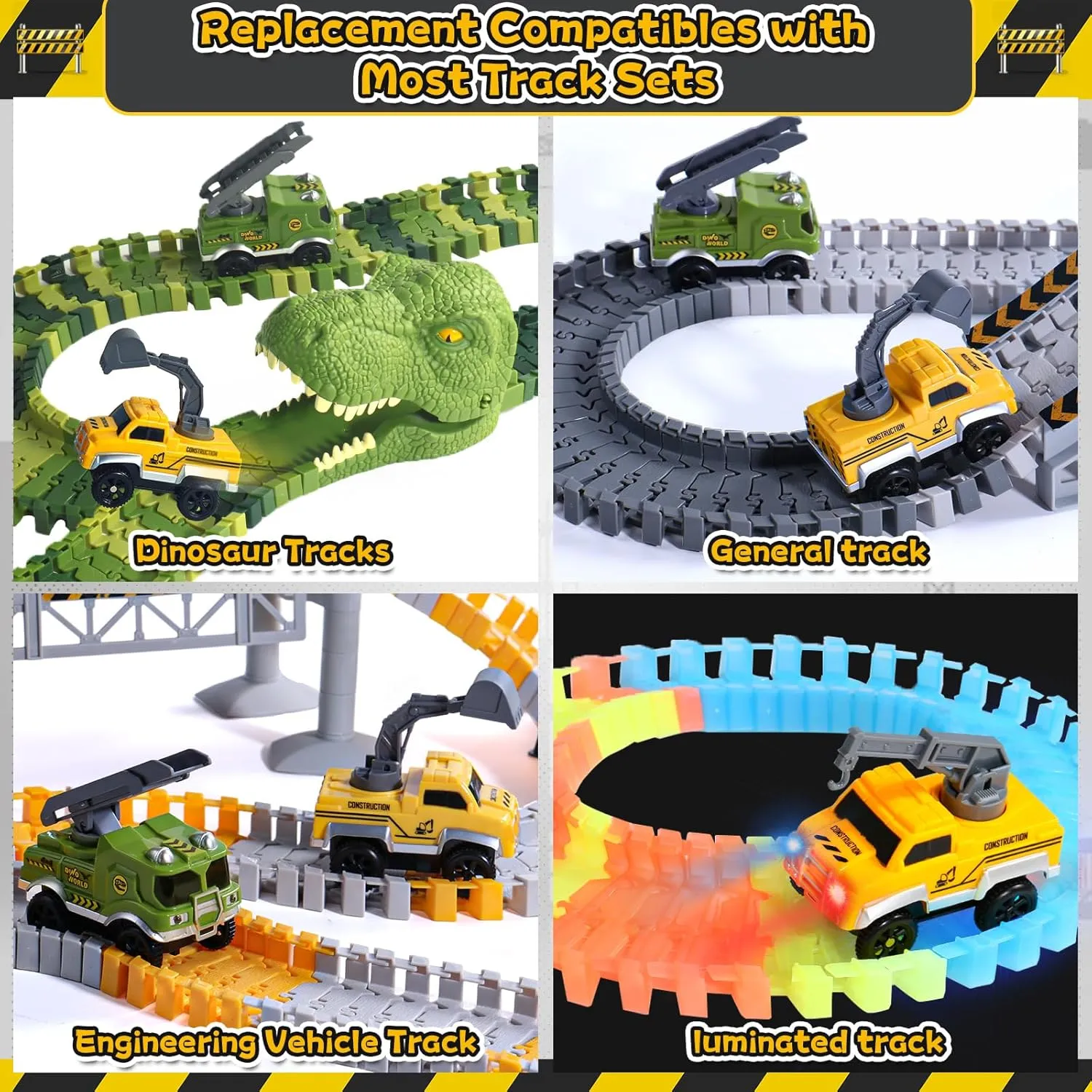 Magic Tracks Cars Only Replacement Flex Track Race Cars for Kids, Race Track Glow in The Dark, Led Light Magic Race Toys Compatible with Most Race Track for 3-Year Old Toddler Easter Egg Fillers