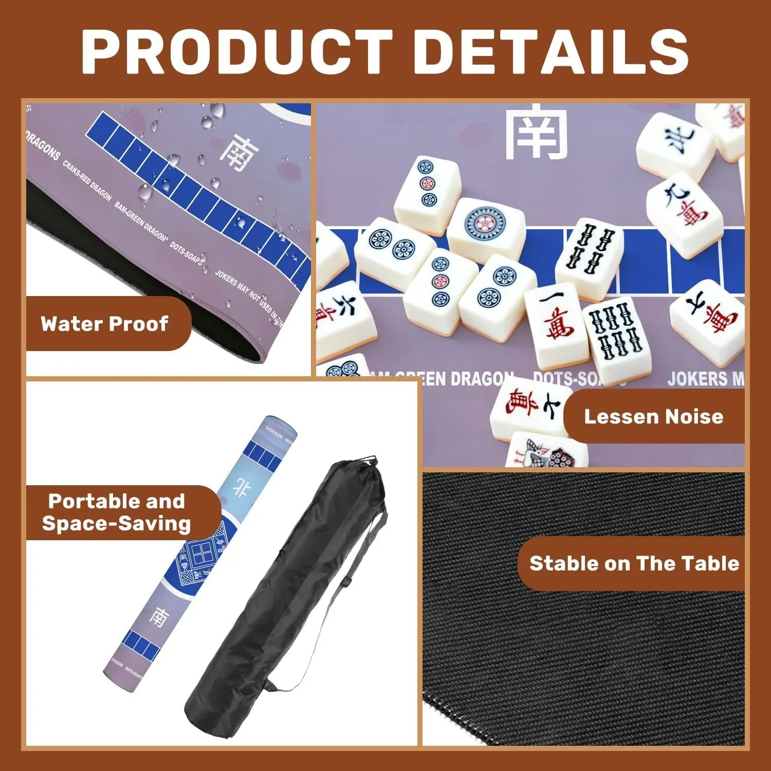 Mahjong Mat with Rules 31.5" x 31.5" Blue sea Tropical Fishes sea Underwater deep sea Non-Slip Noise Reduction Table Cover for Mahjong Dominoes Poker Card Board and Tile Games