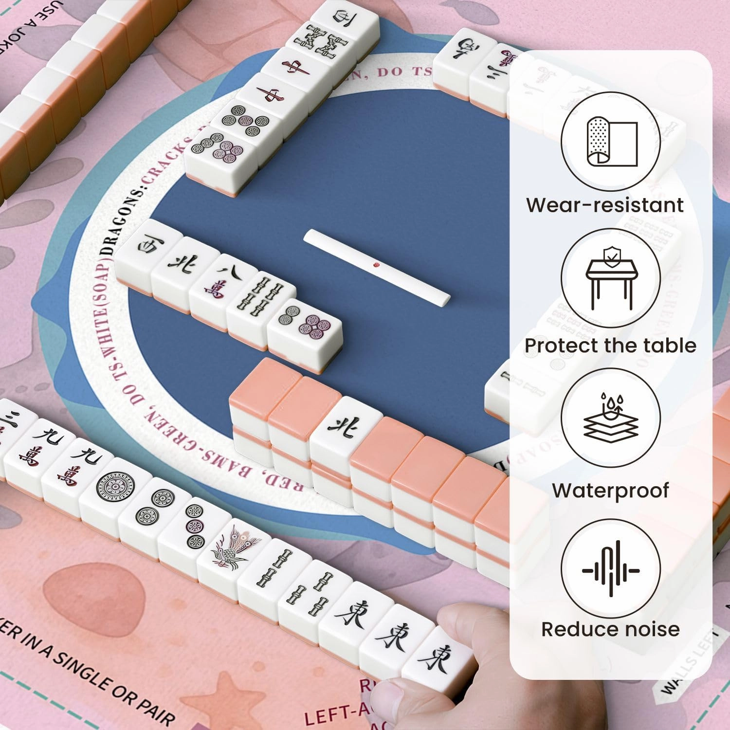 Mahjong Mat for Table Animals Octopus Fish sea Turtle Starfish Coral Shell Ocean Underwater 31.5" x 31.5" Non-Slip Noise-Reducing Game Mat Premium Mahjong Accessories for Poker Dominoes Board Games