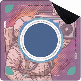 Mahjong Mat for Table Astronaut Boombox Audio Music Art Retro 31.5" x 31.5" Non-Slip Noise-Reducing Game Mat Premium Mahjong Accessories for Poker Dominoes Board Games
