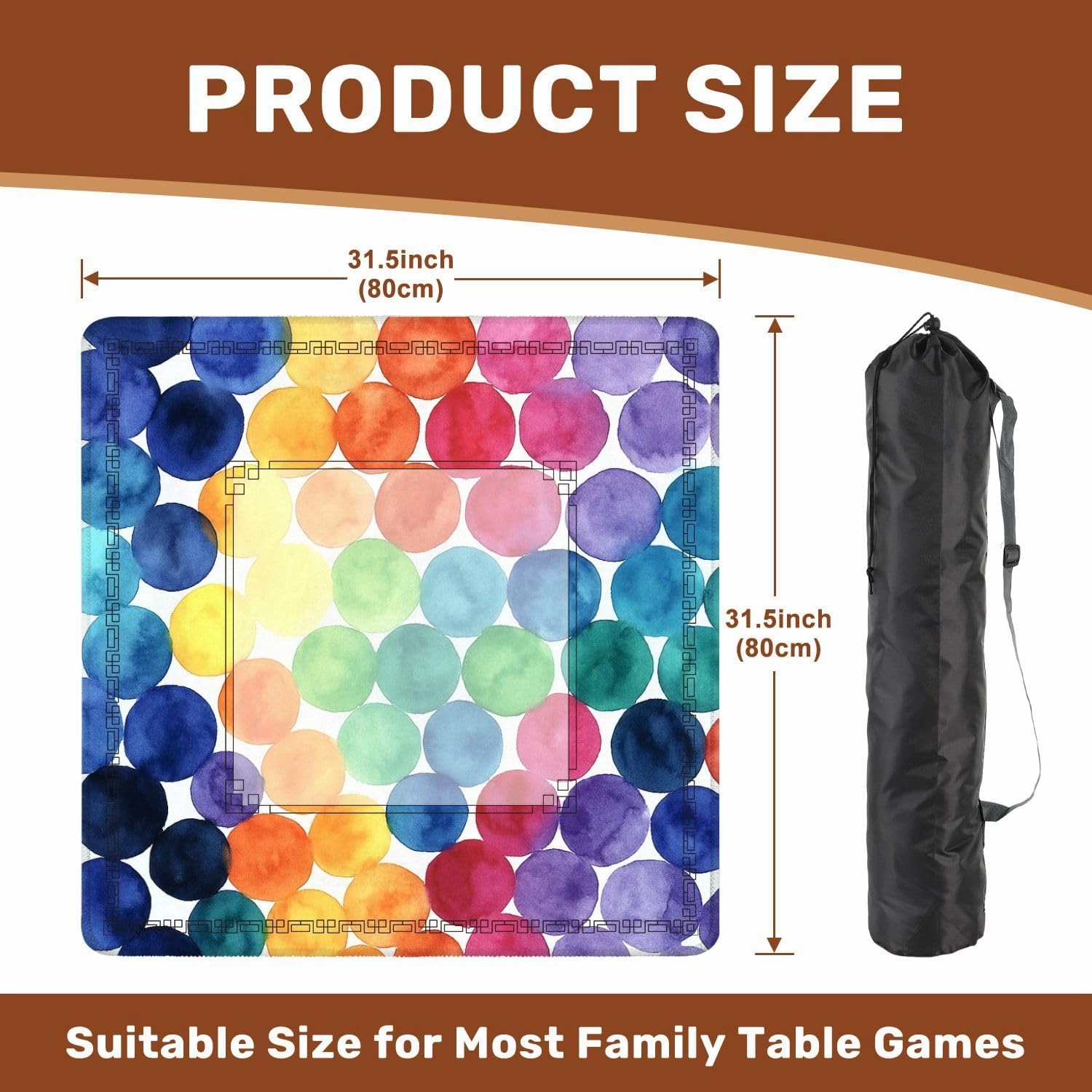 Mahjong Mat for Table Fish Scale Seamless Fish Skin Watercolor Design 31.5" x 31.5" Non-Slip Noise-Reducing Game Mat Premium Mahjong Accessories for Poker Dominoes Board Games