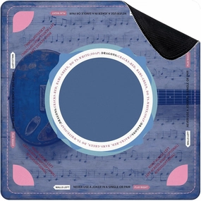Mahjong Mat for Table Modern Blue Guitar Musical Themed Electric Sheet Music Wooden Texture 31.5" x 31.5" Non-Slip Noise-Reducing Game Mat Premium Mahjong Accessories for Poker Dominoes Board Games