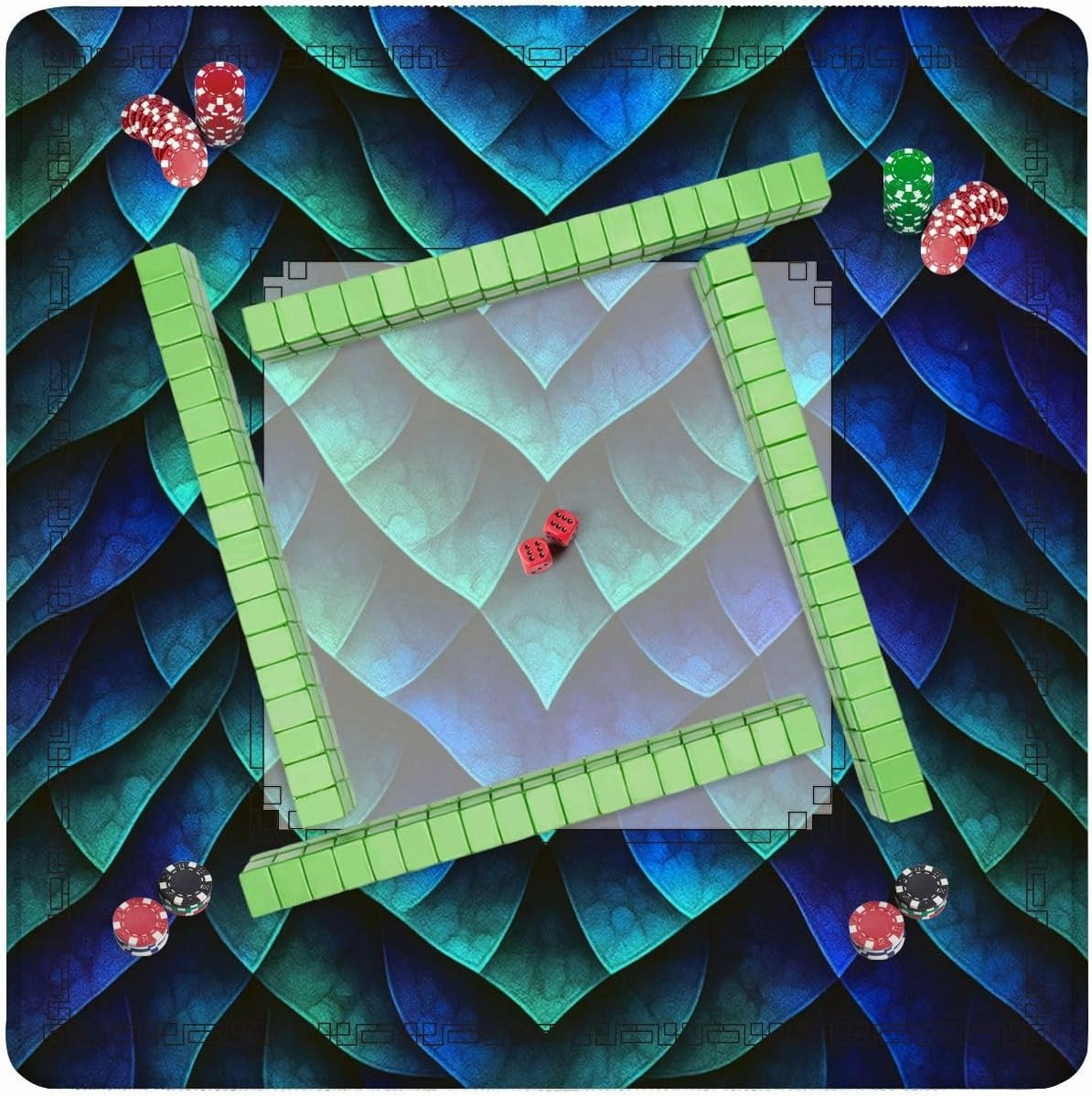Mahjong Mat for Table Seamless Texture Skin 3D 31.5" x 31.5" Non-Slip Noise-Reducing Game Mat Premium Mahjong Accessories for Poker Dominoes Board Games