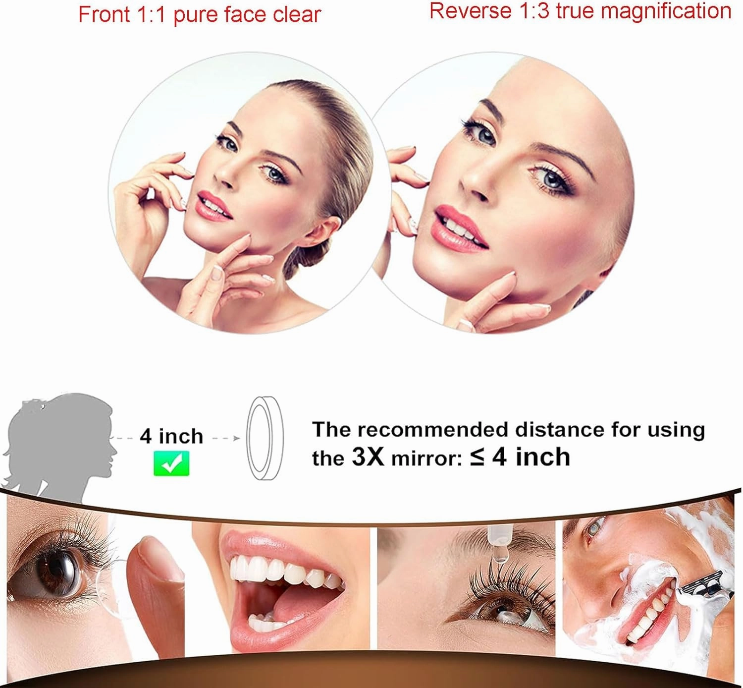 Makeup Mirror with Lights and Magnification Wall Mounted, Makeup Vanity Mirror with Led Lights, Cosmetic Mirror Extend and Fold, Bathroom Shaving Mirror