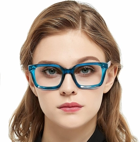 MARE AZZURO Oversized Reading Glasses Women Retro Square Readers 100 125 150 175 200 225 250 275 300 350 (Clear-blue, 1.0)