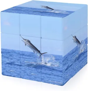 Marlin Fish Jumping Funny 3x3x3 Cube Smooth Lightweight Puzzle for Adult Graphic Printing Travel
