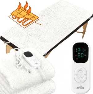Massage Table Warmer Heating Pad – Heated Massage Table Pad with Adjustable Temperature (104°F-131°F), Auto Shut-Off Timer, Dense Coil Heating, Sherpa Fabric, 71"x31" (180x78 cm) Massage Heating Pad