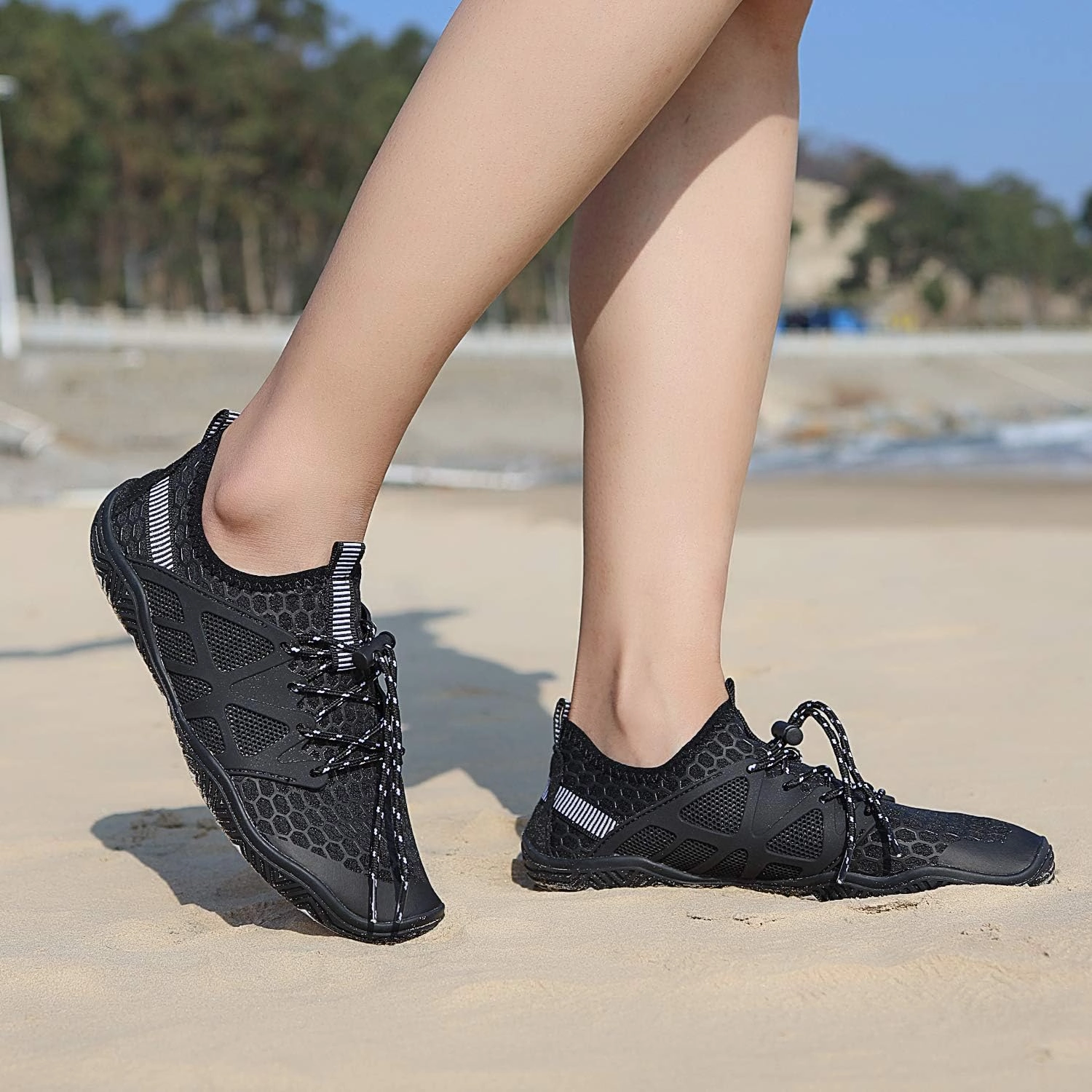 MAYZERO Water Shoes Men Women Swim Surf Shoes Beach Pool Shoes Wide Toe Hiking Aqua Shoes Winter House Slippers