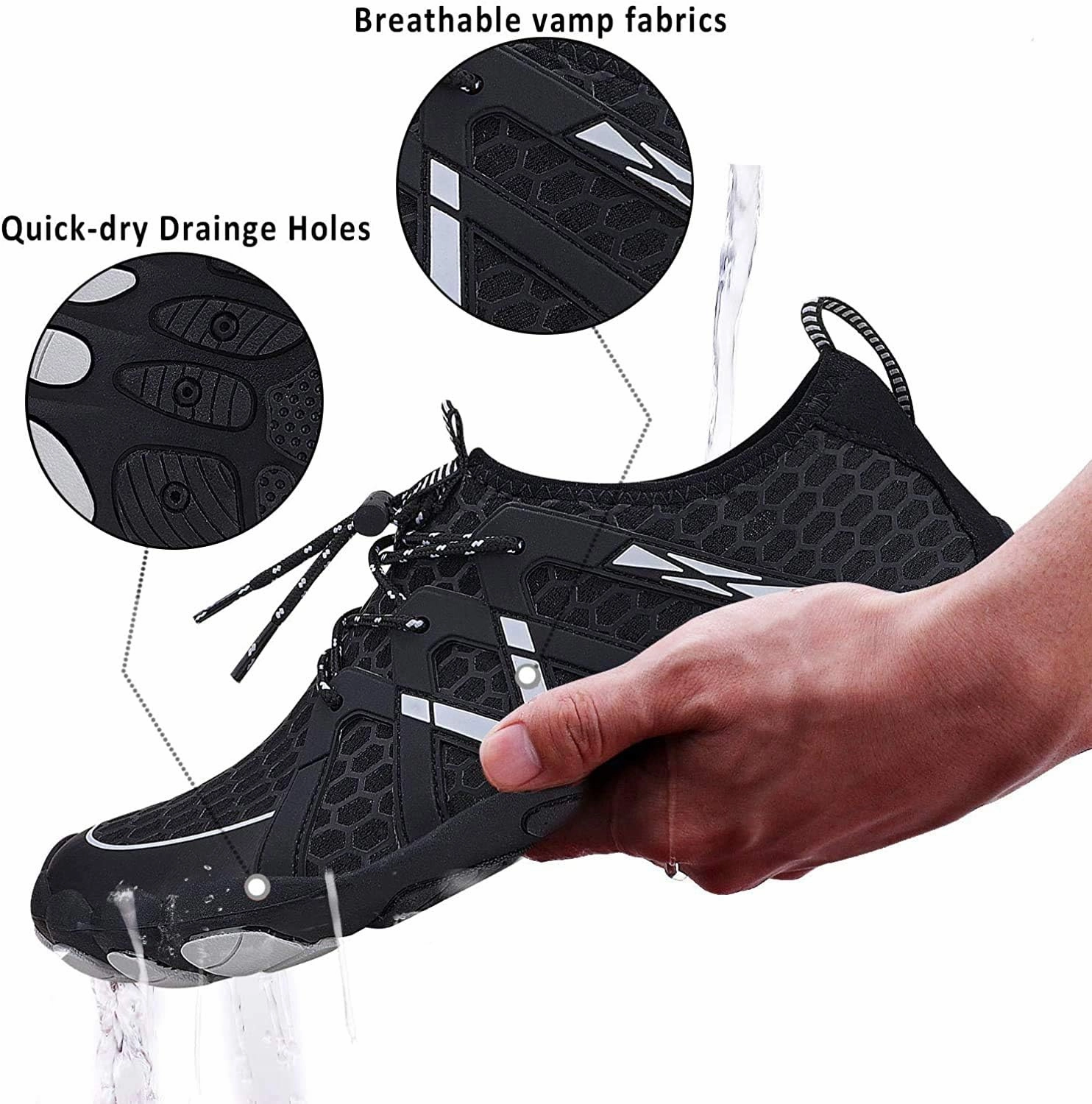 MAYZERO Water Shoes Men Women Swim Surf Shoes Beach Pool Shoes Wide Toe Hiking Aqua Shoes Winter House Slippers