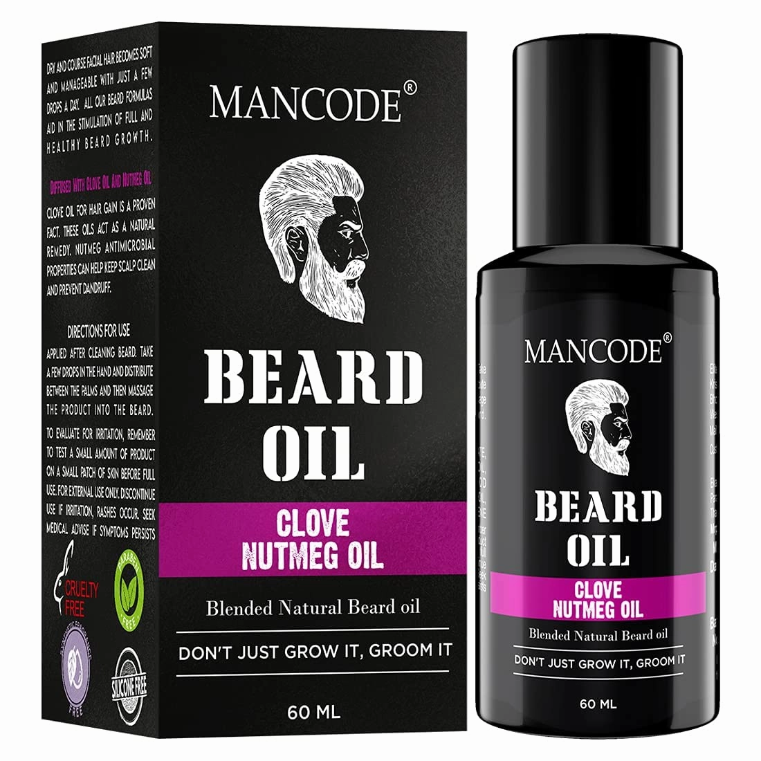 mDerma Beard Oil, For Nourishment & Strengthening Beard, No Harmful Chemicals, 60Ml, 2.02 Fl Oz