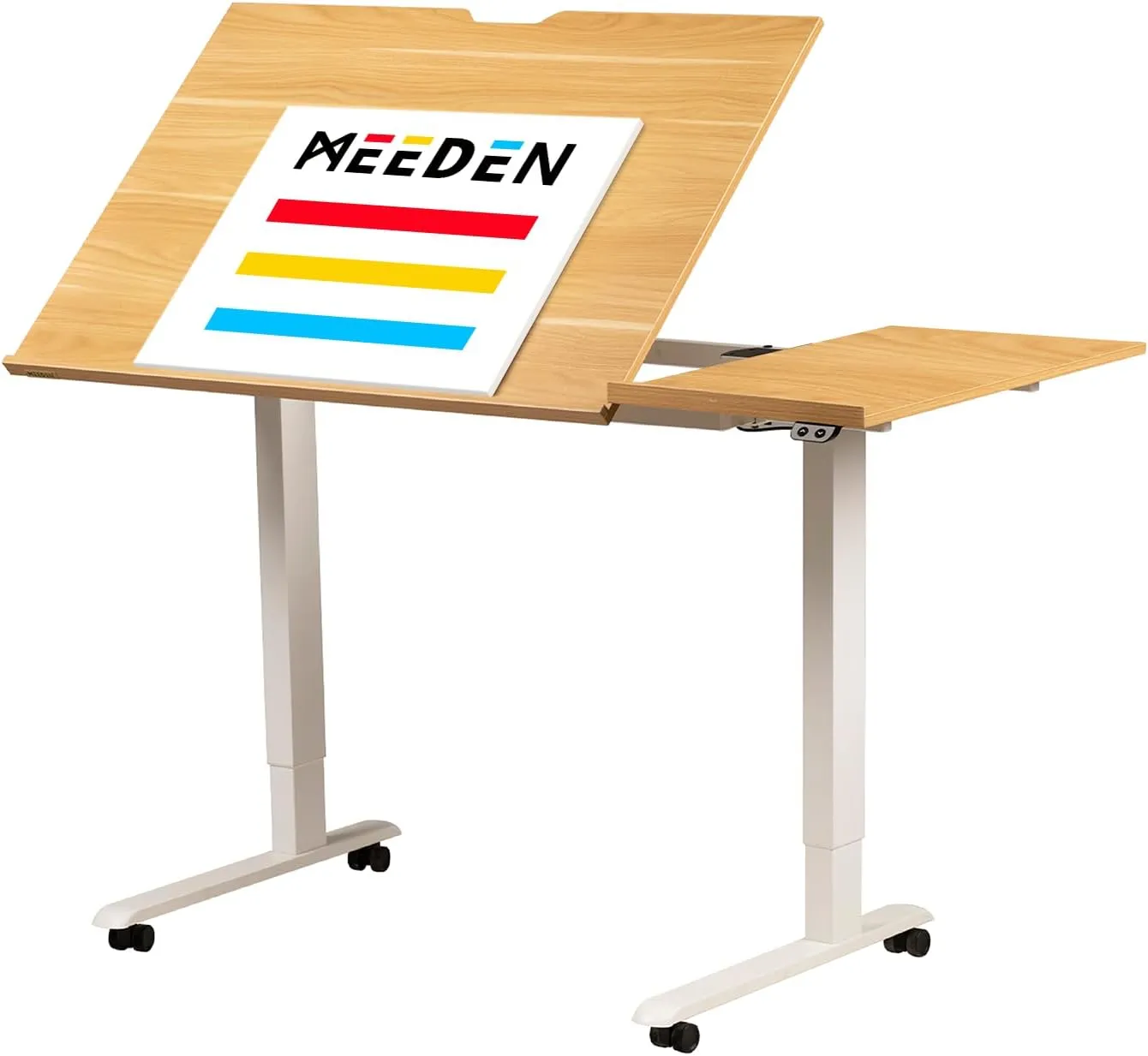MEEDEN Electric Adjustable Drafting Table - 31" to 52" Height Drawing Desk with Rolling Wheels - 40x27 Tiltable Tabletop for Art Painting Drawing Crafting in Studio Home Office School