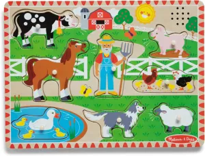 Melissa & Doug Old MacDonald's Farm Sound Puzzle With Light-Activated Sound Effects Farm Animal Toys, Puzzles For Toddlers And Kids Ages 2 