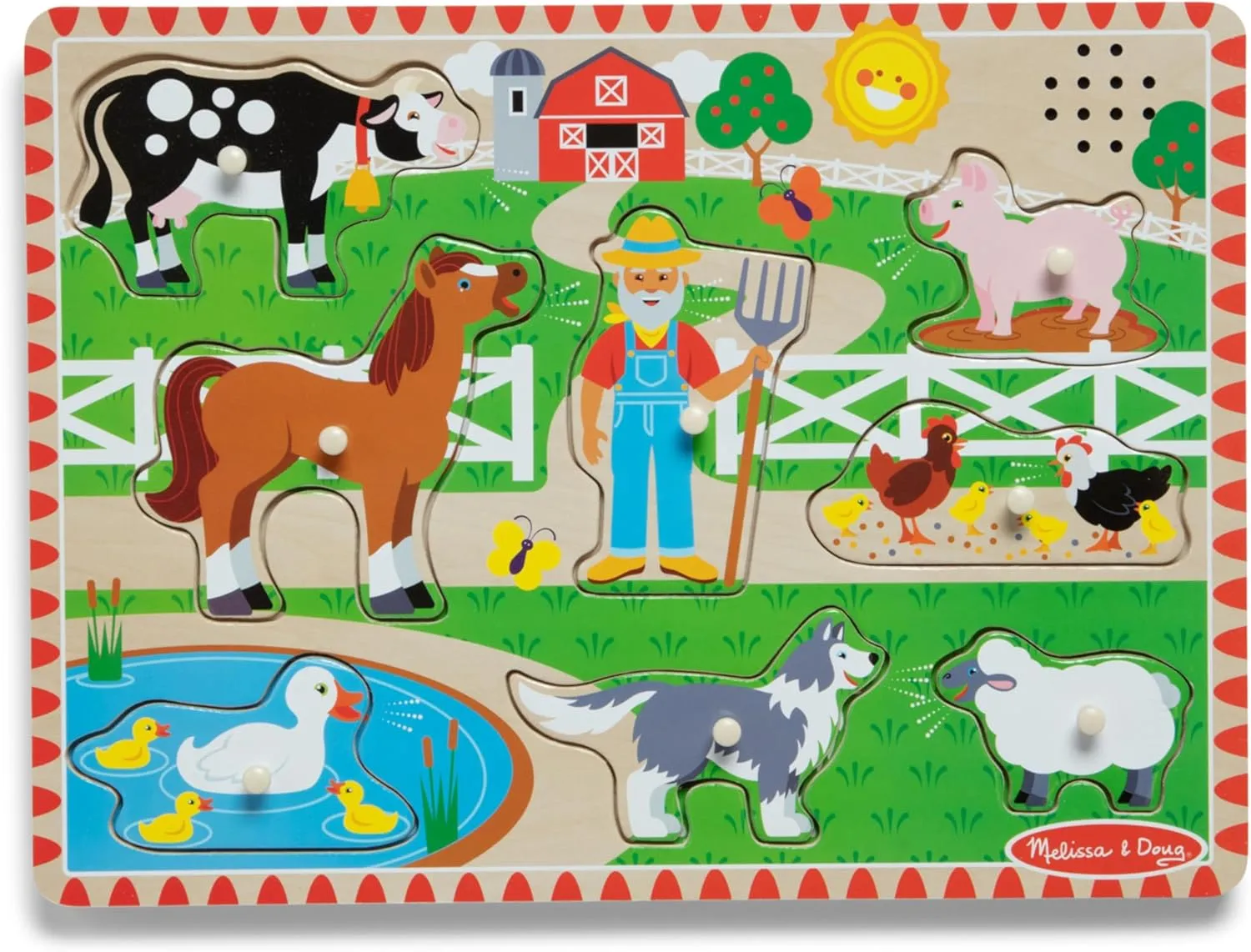 Melissa & Doug Old MacDonald's Farm Sound Puzzle With Light-Activated Sound Effects Farm Animal Toys, Puzzles For Toddlers And Kids Ages 2 